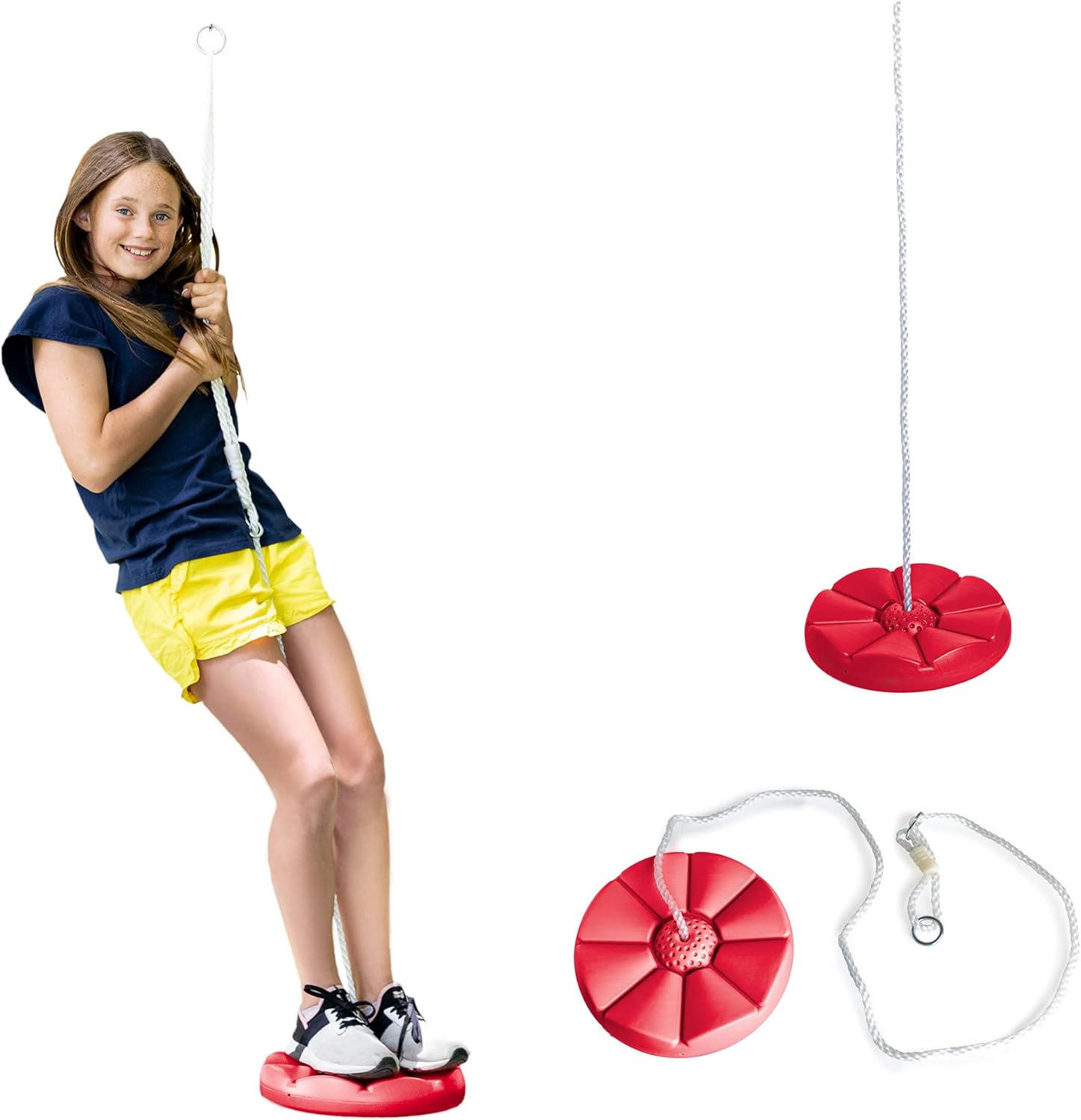 Heavy Duty Red Disc Tree Swing with Rope for Outdoor Play