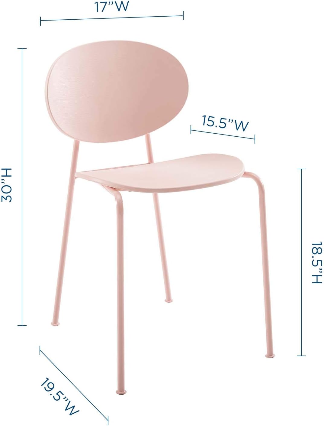 Modway Palette Modern Molded Plastic Accent Dining Chair in Pink - Set of 2 - Comes Fully Assembled