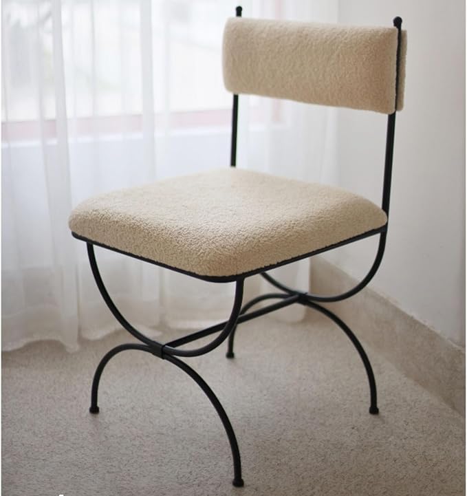 White Dining Chair, Upholstered Tufted Dining Room Chairs, Kitchen Dining Chairs with Black Metal Curved Legs, Side Chair for Kitchen,Living Room,Dining Room,Cafe,Restaurant,Yard