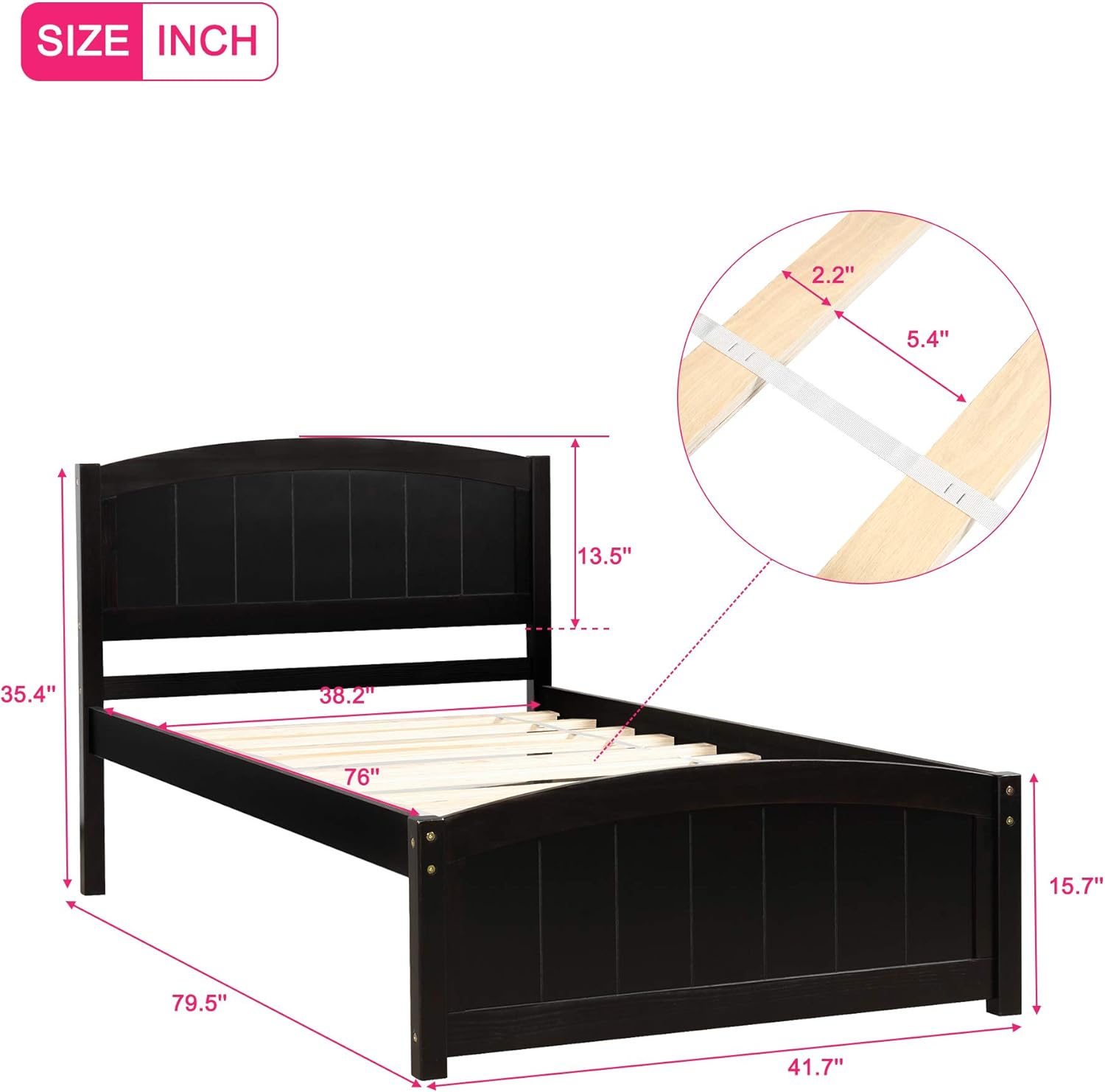 Vintage Wood Platform Bed
