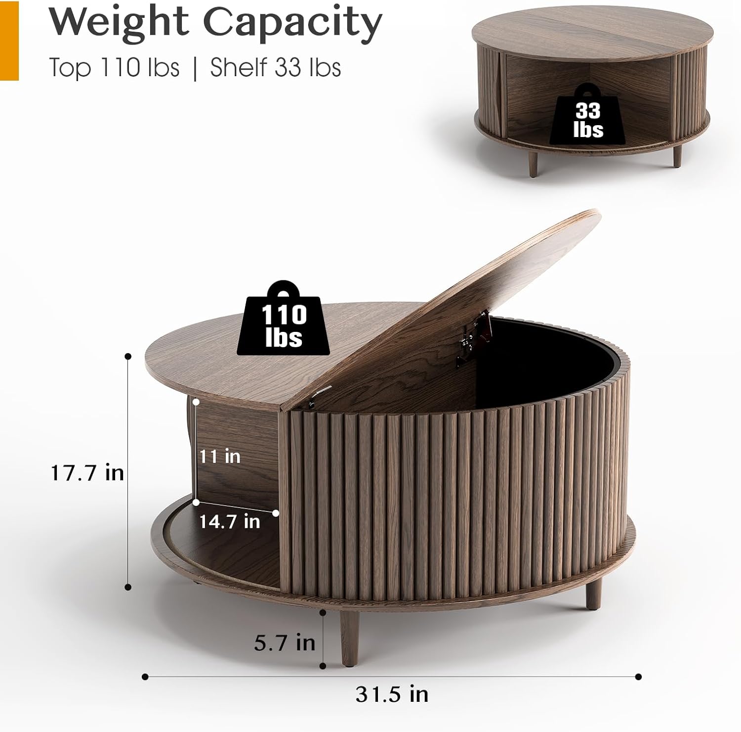 Round Coffee Table with Storage