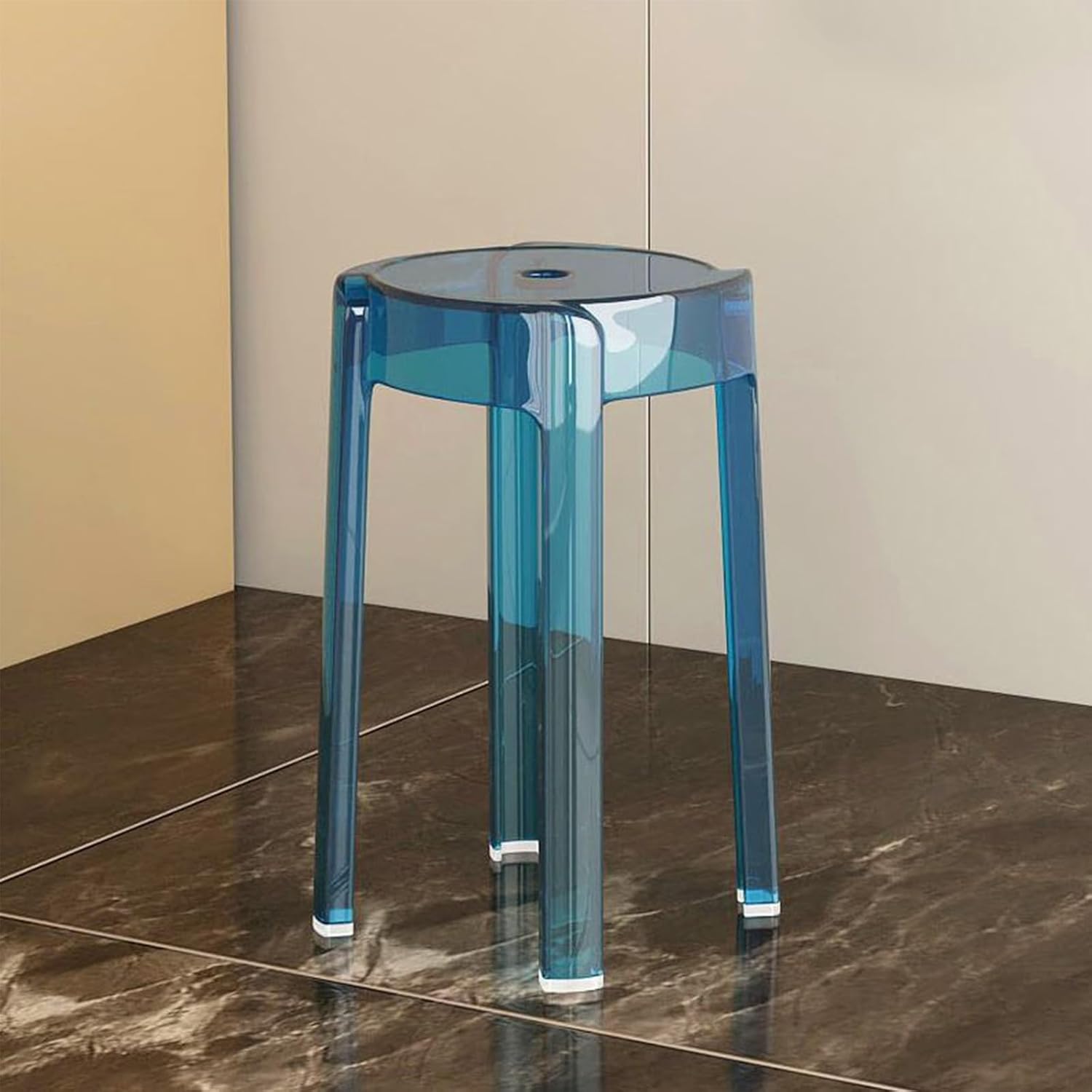 Transparent Counter Height Acrylic Bar Stool, Clear Plastic Stools Lightweight, Armless Backless Round Compact 18inch