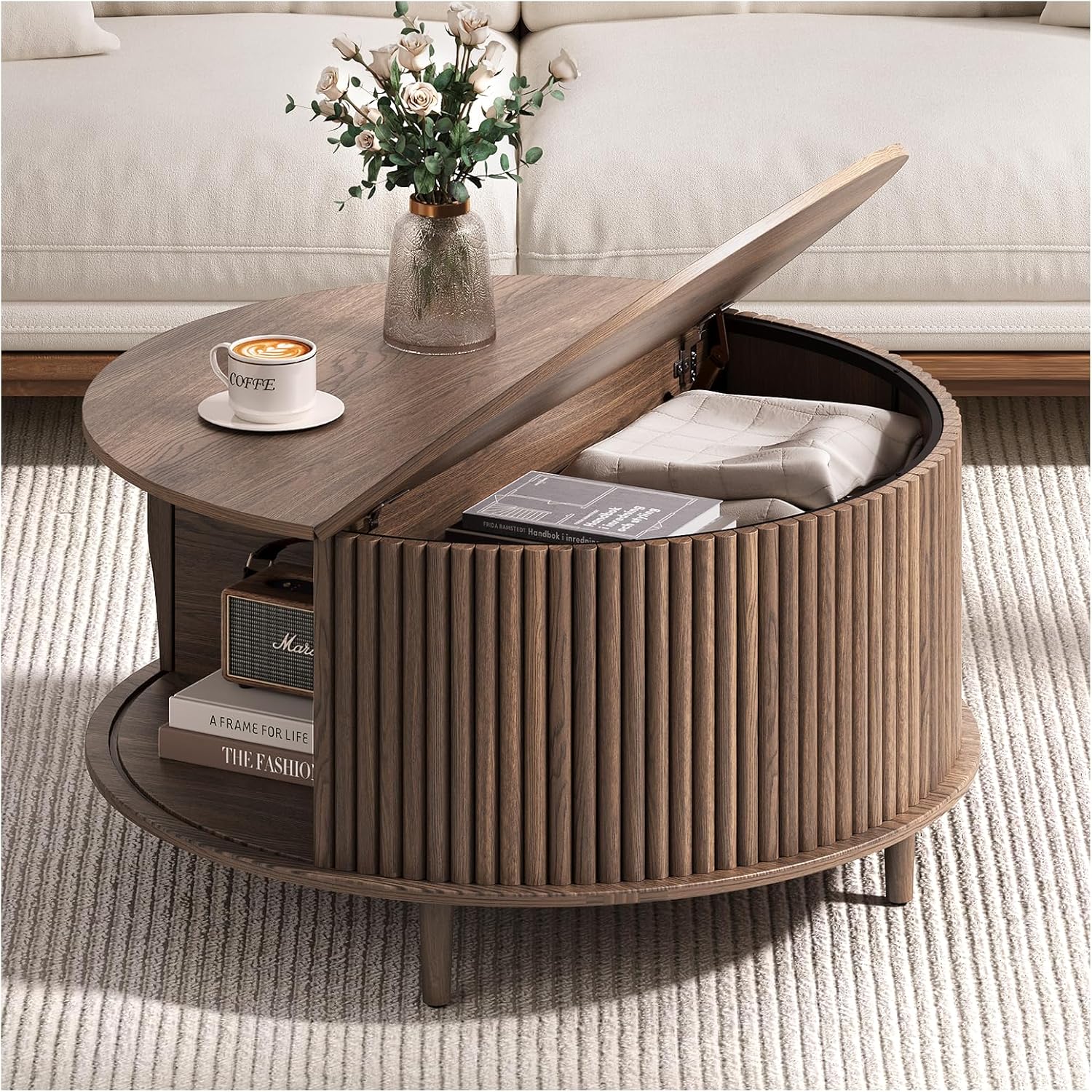 Round Coffee Table with Storage