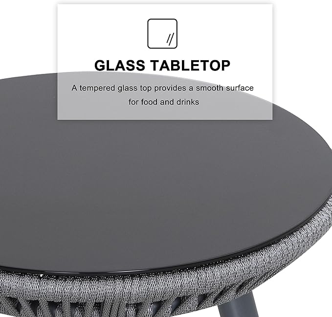 Round 2 - Person 32.3" Long Aluminum Bistro Set with Cushions