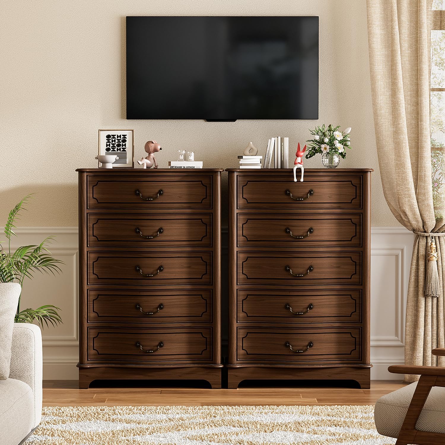 5 Drawer Dresser Set of 2 for Bedroom