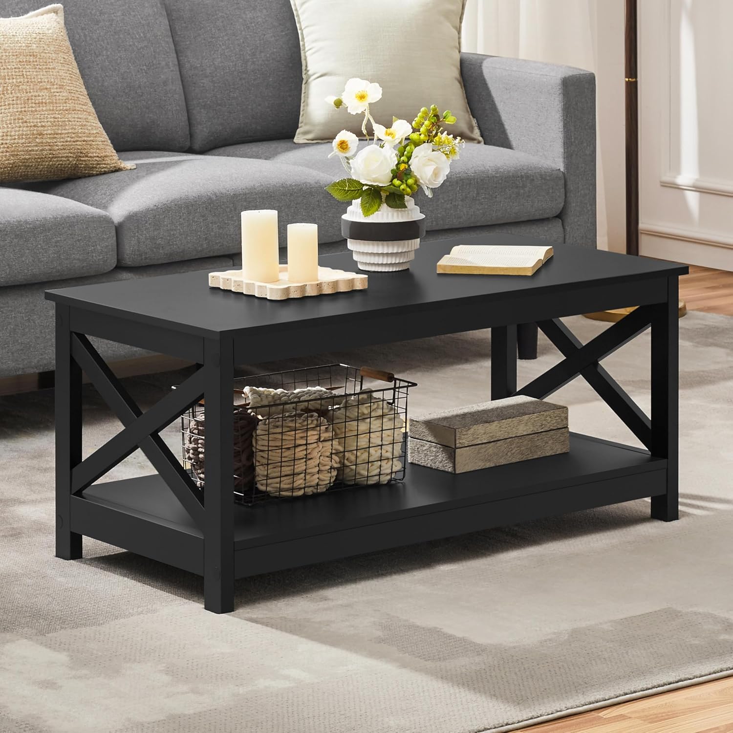 2-Tier White Coffee Table