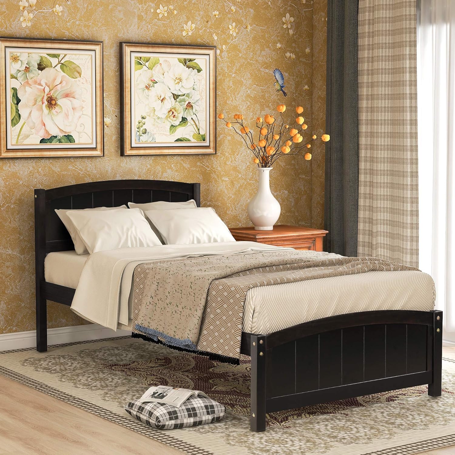 Vintage Wood Platform Bed