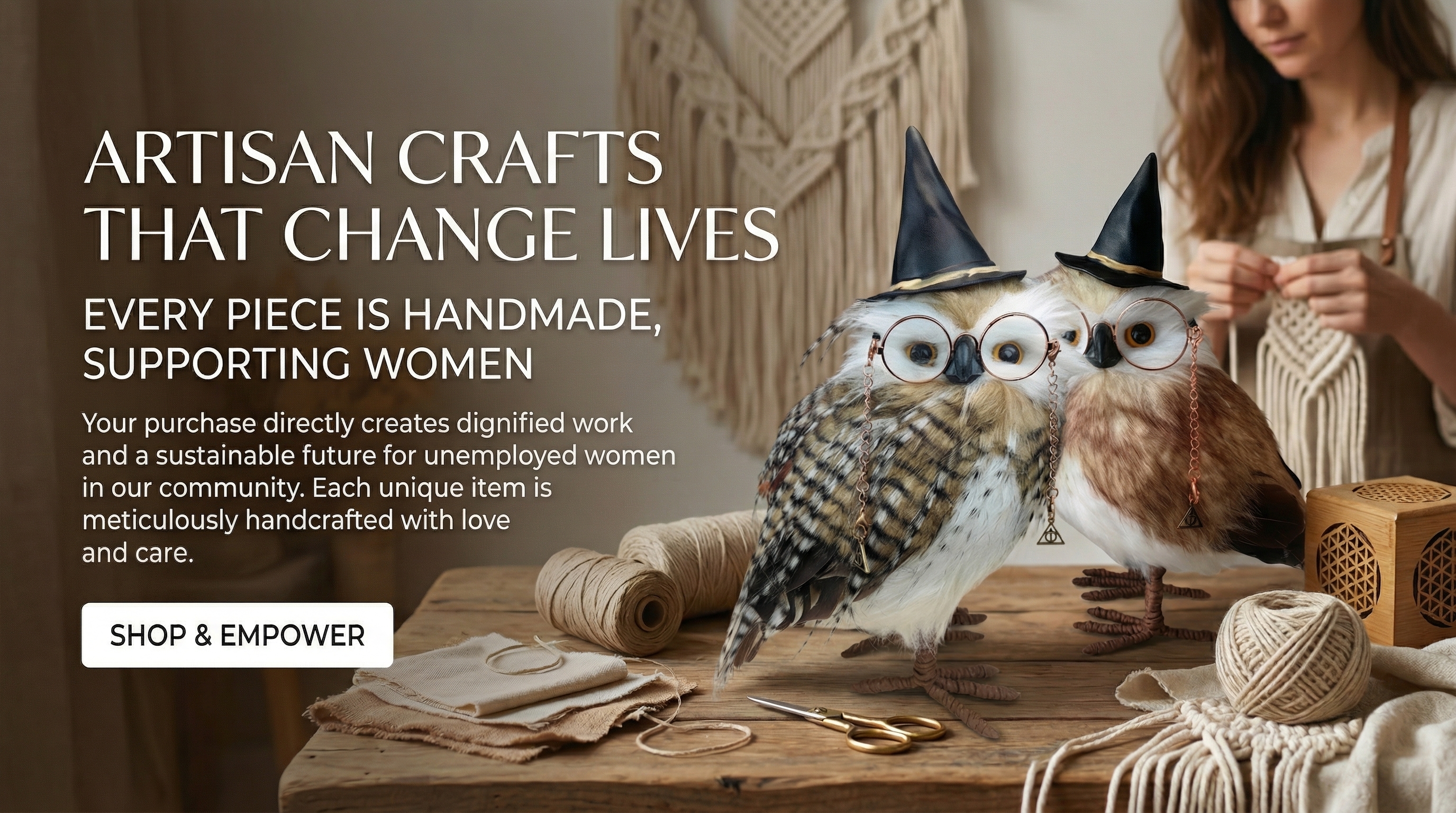 Handmade Realistic Magic Owl Plush | 9-Inch Eco-Friendly Faux Rabbit Fur Filling 