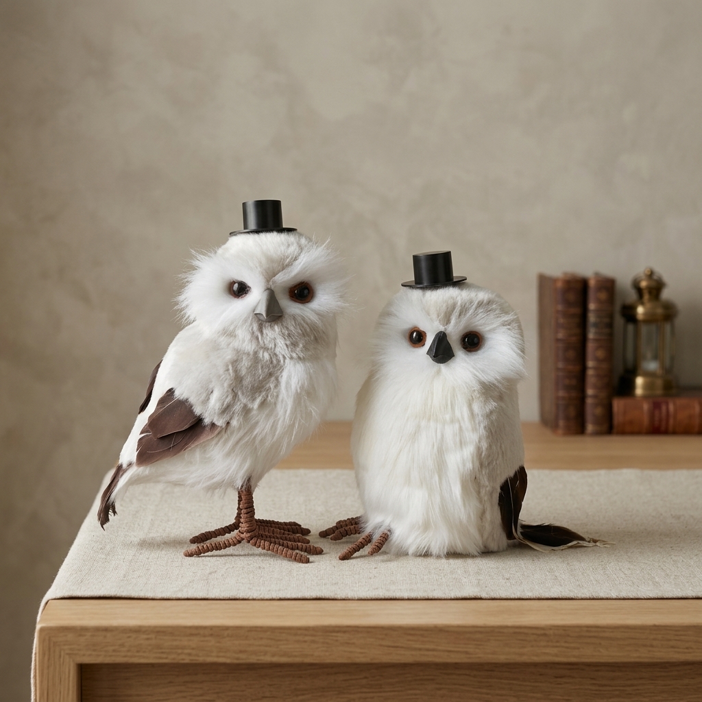 Handmade Realistic Magic Owl Plush | 9-Inch Eco-Friendly Faux Rabbit Fur Filling 