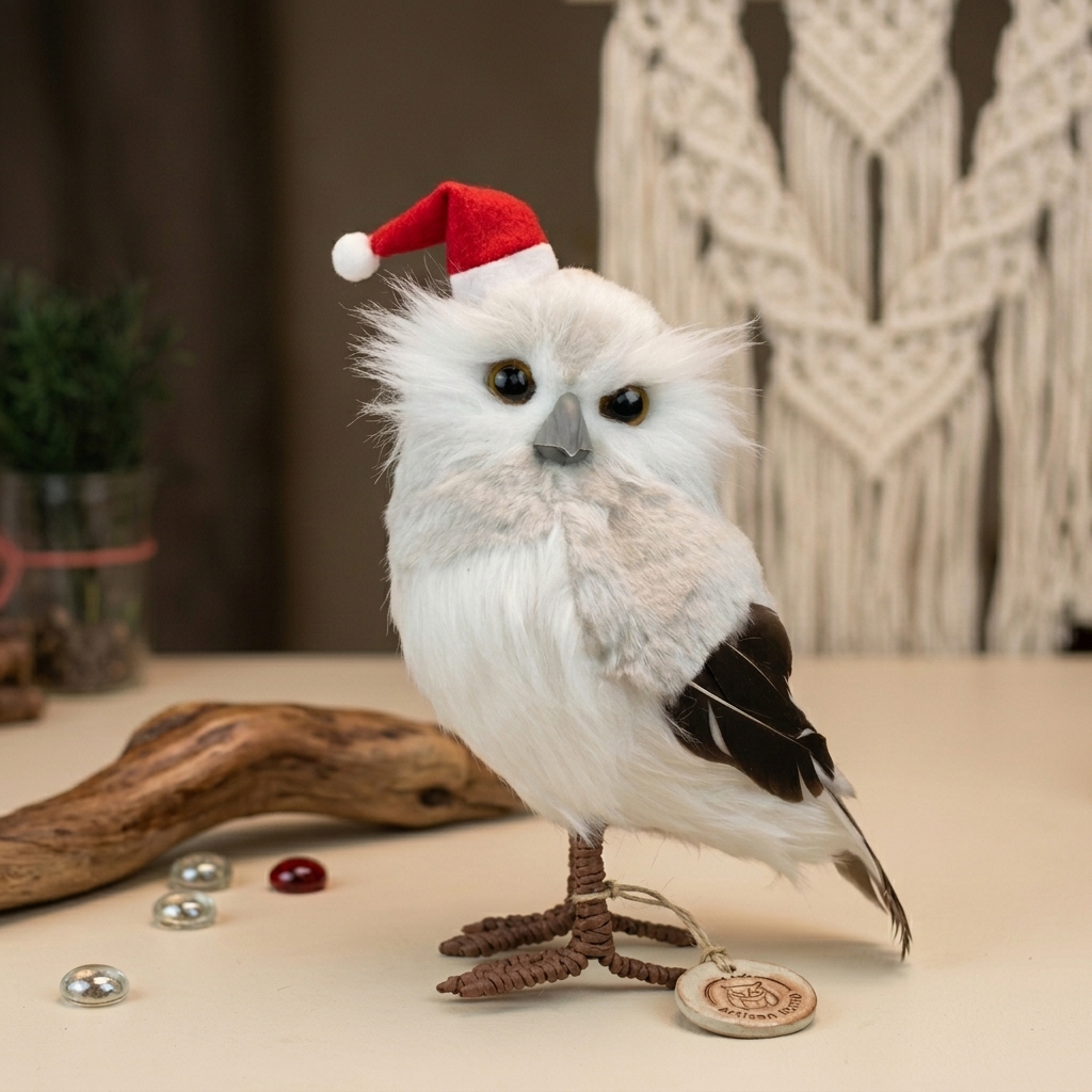 Handmade Realistic Magic Owl Plush | 9-Inch Eco-Friendly Faux Rabbit Fur Filling 