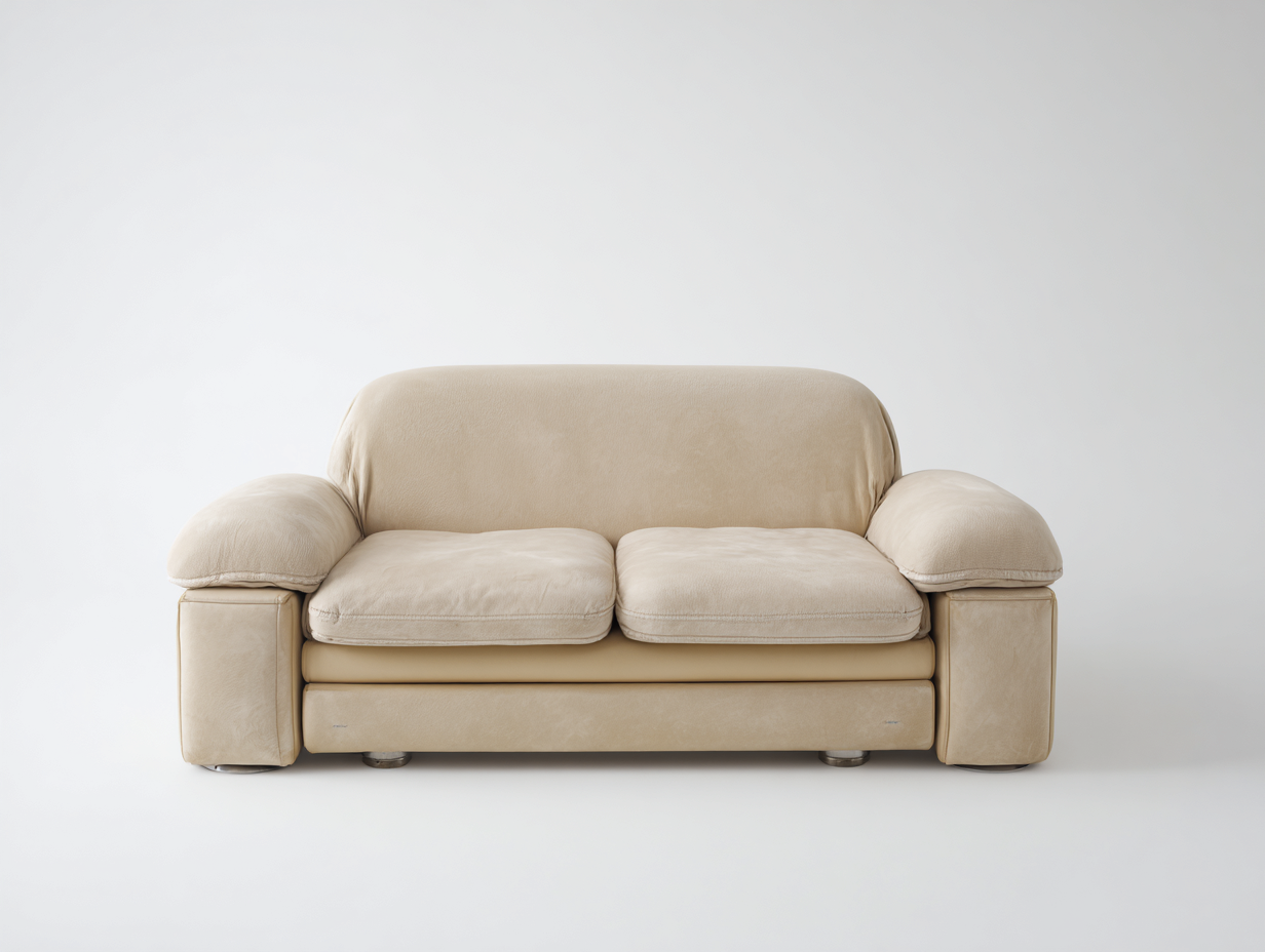 Canapé 2 places en revêtement cuir 160x90x85 cm - beige clair - canapé confortable pour salon