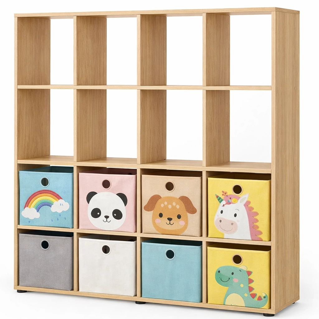 Etagere angle enfants rangement jouets compartiments-Norvoro
