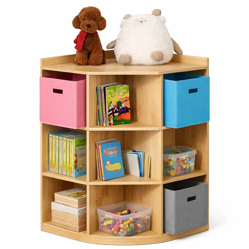 Banc rangement enfants avec tiroirs tissu assise-Norvoro