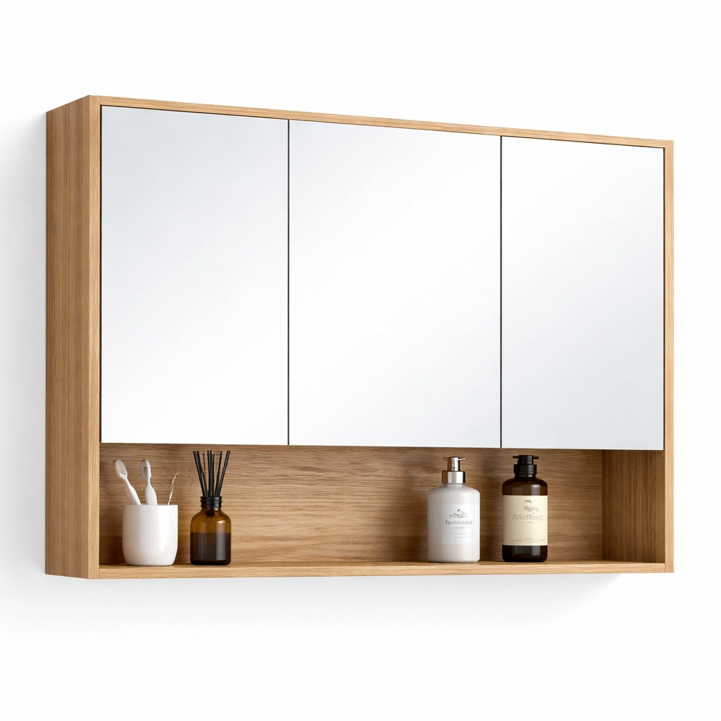 Meuble salle bain mural miroir etagere ouverte-Norvoro