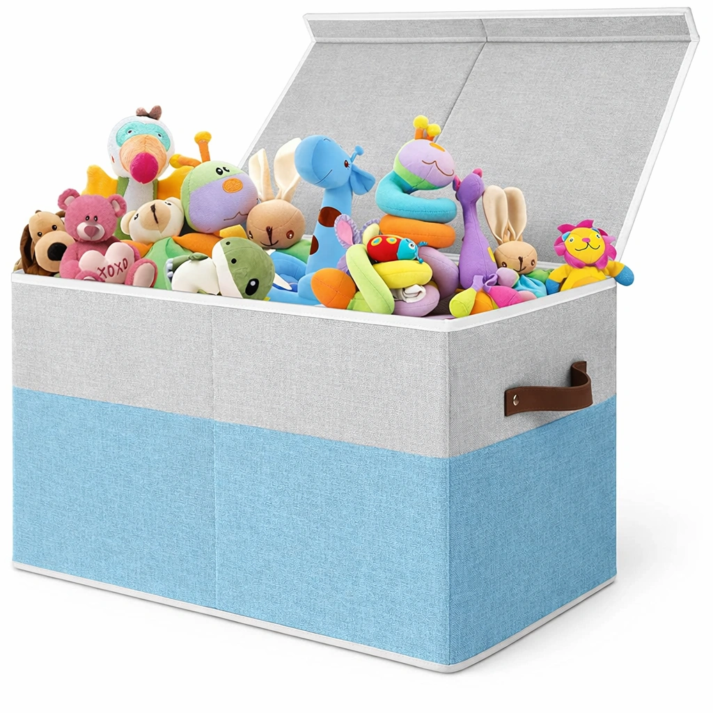 Coffre rangement jouets tissu couvercle pliable-Norvoro