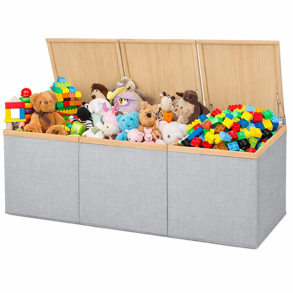 Coffre rangement jouets compartiments multiples tissu-Norvoro