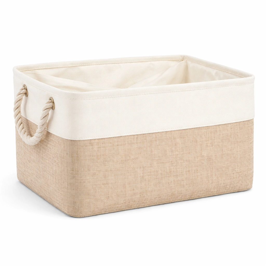 Panier rangement tissu poignées corde interieur-Norvoro