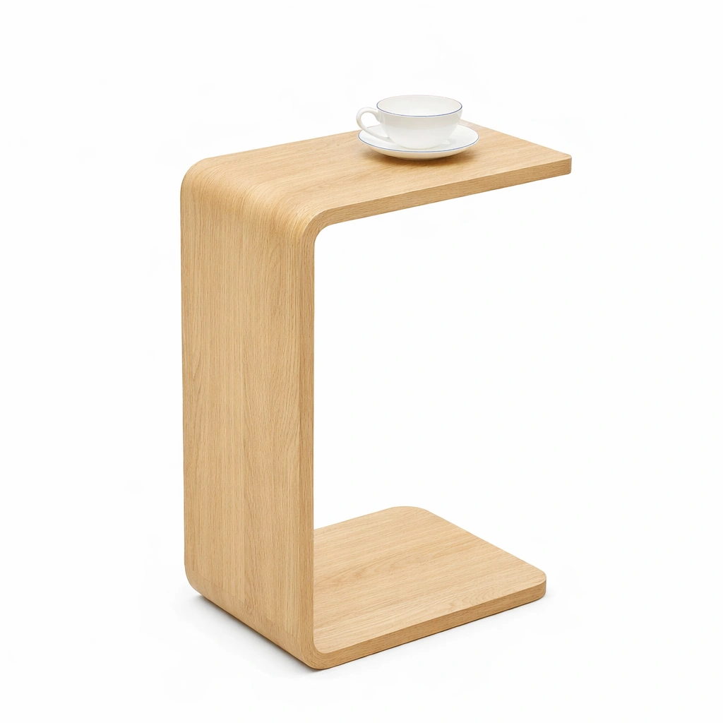 Table appoint bois forme courbe design minimal-Norvoro