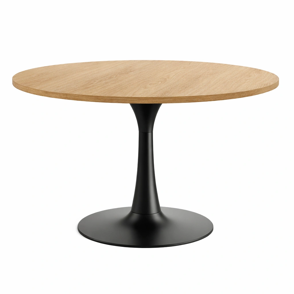 Table ronde bois pied central metal moderne-Norvoro