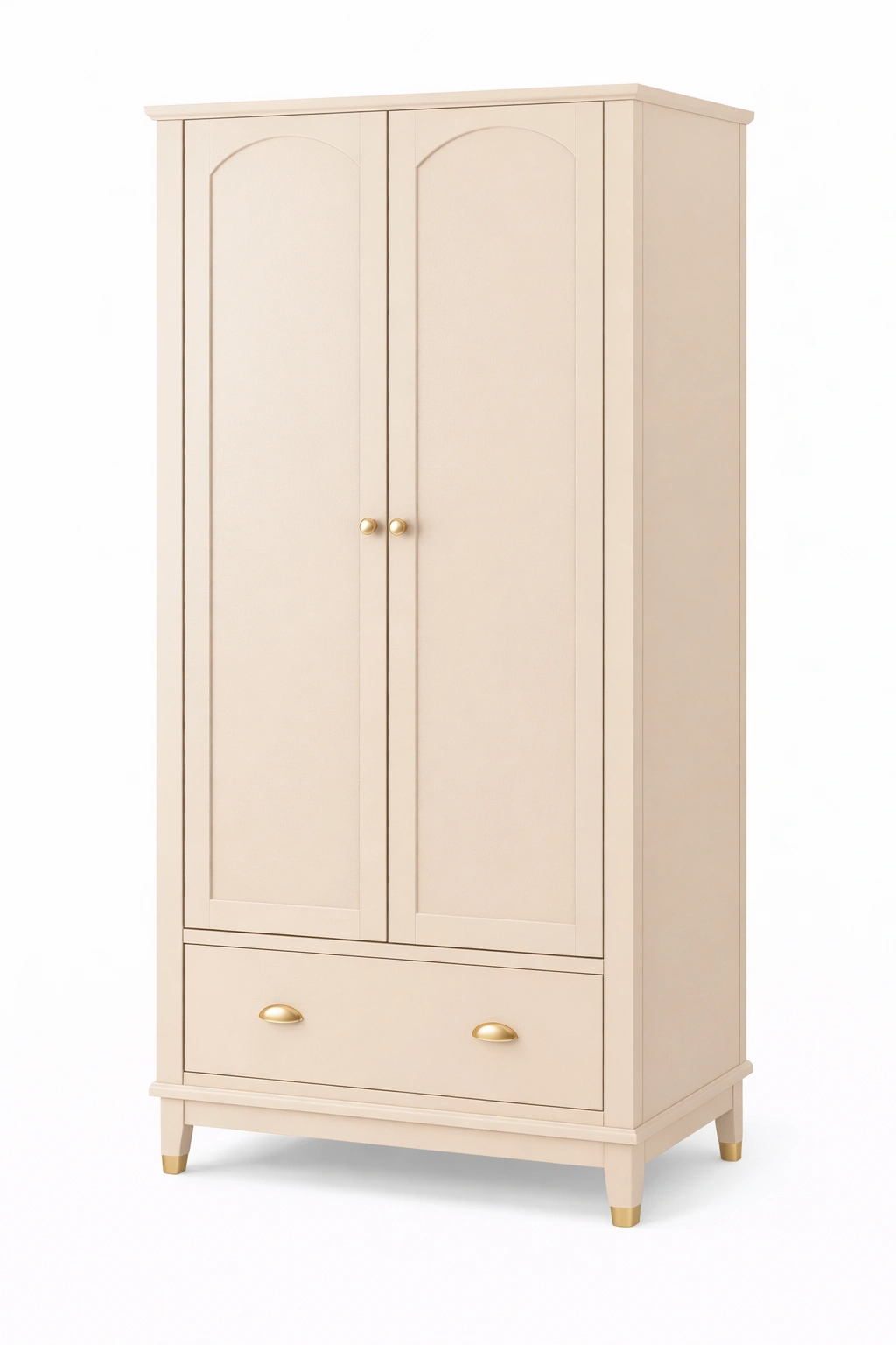 Armoire chambre bois beige portes tiroir rangement-Norvoro