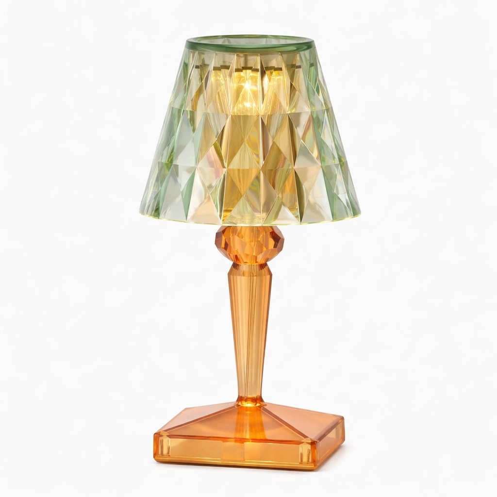 Lampe de table cristal orange et vert-Lumvane