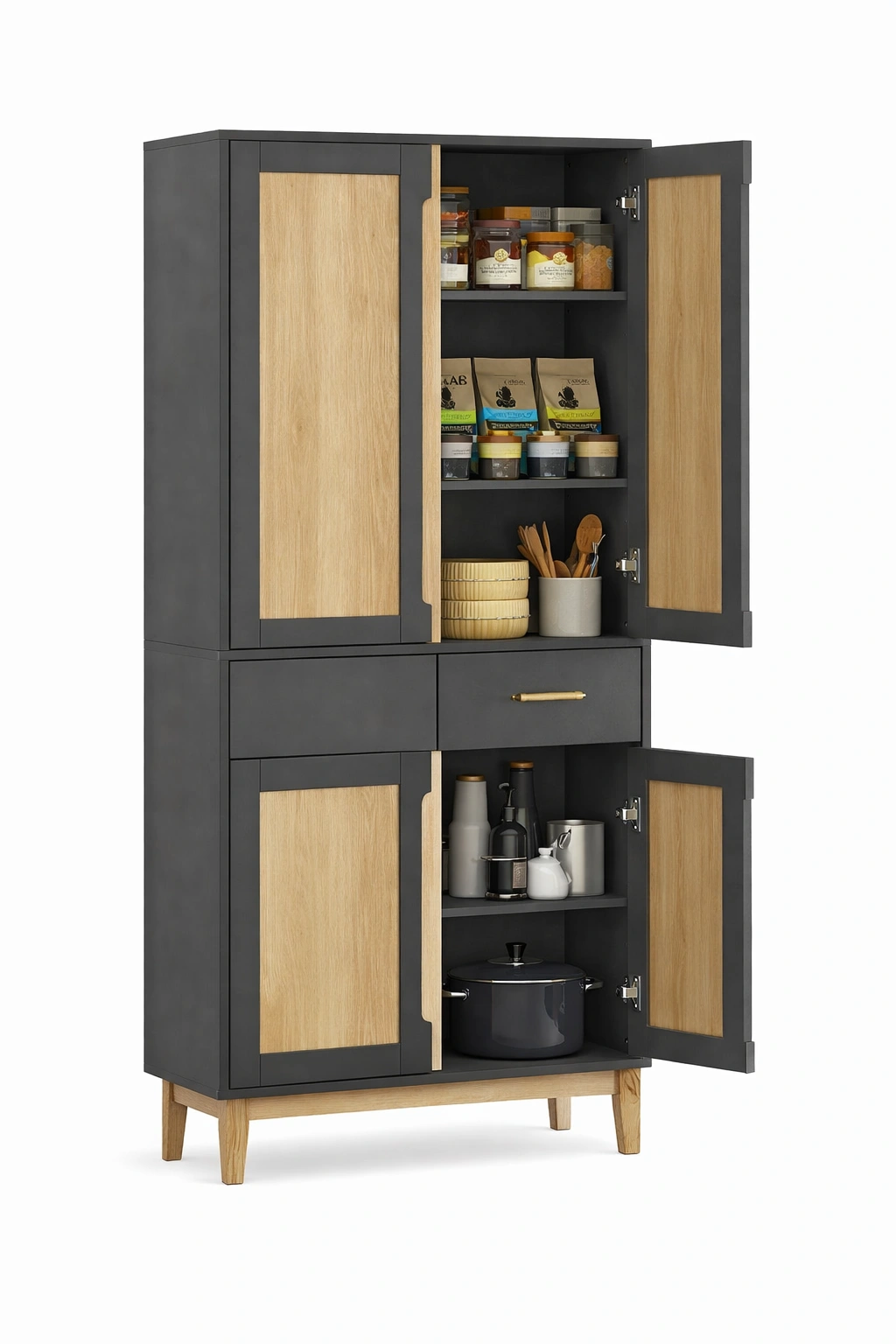 Armoire Haute Gris Fonce et Bois-Lumvane