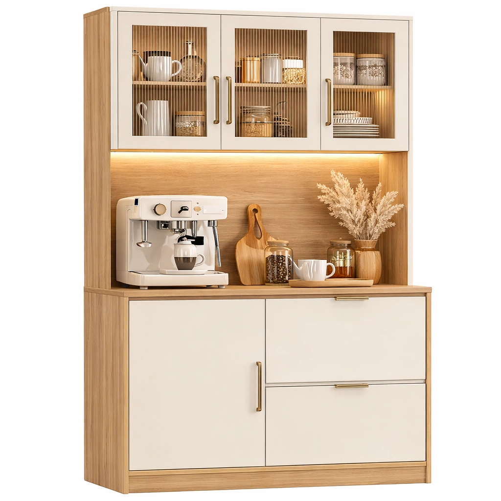 Buffet de Cuisine Blanc et Bois-Lumvane