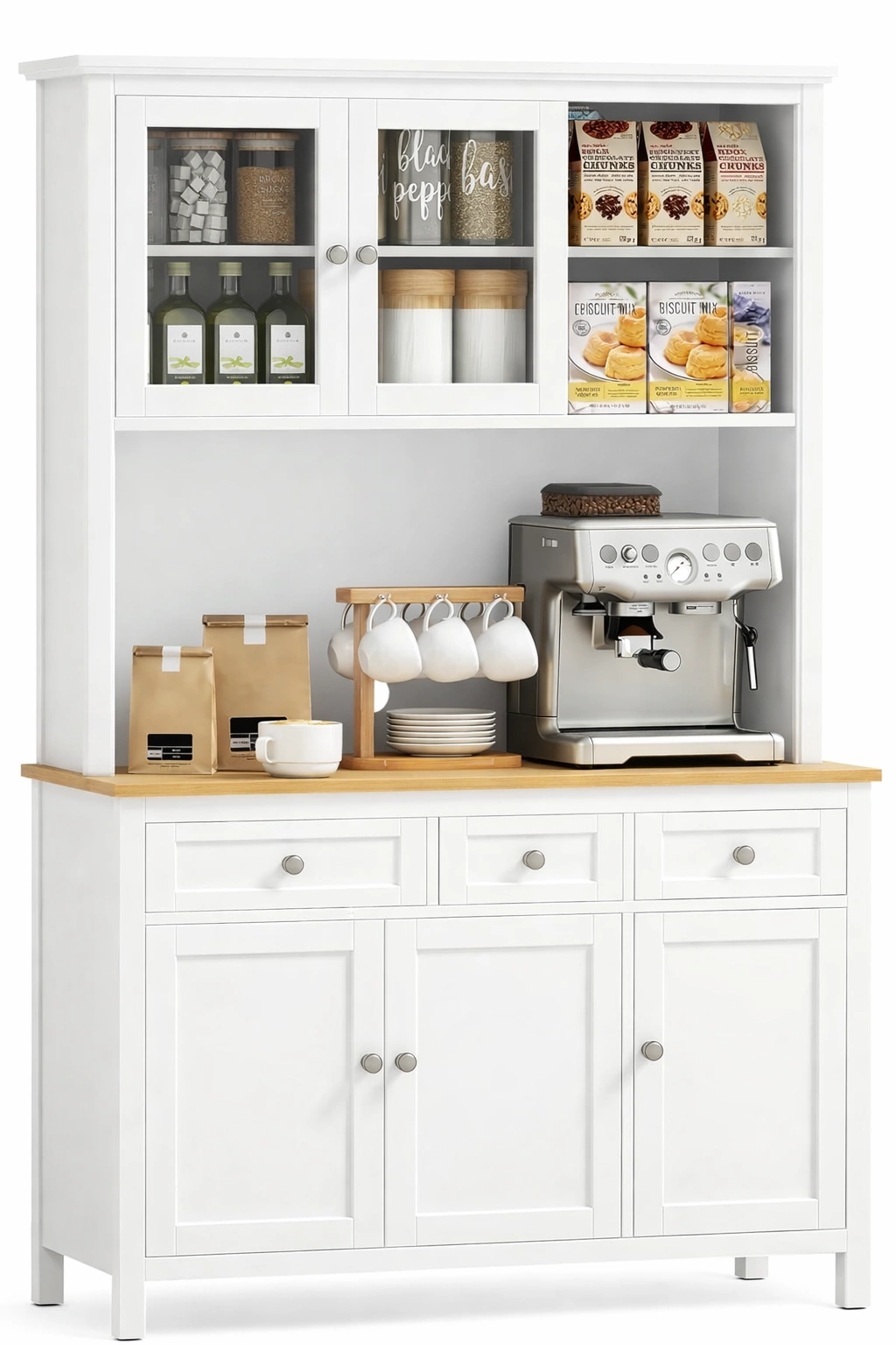 Buffet de Cuisine Blanc avec Tiroirs-Lumvane