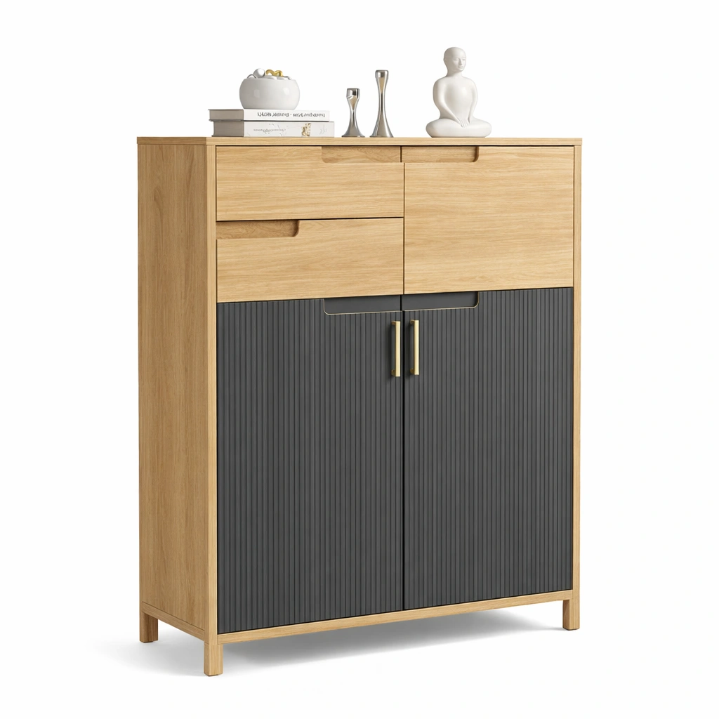 Buffet Bas Bois Naturel et Noir-Lumvane