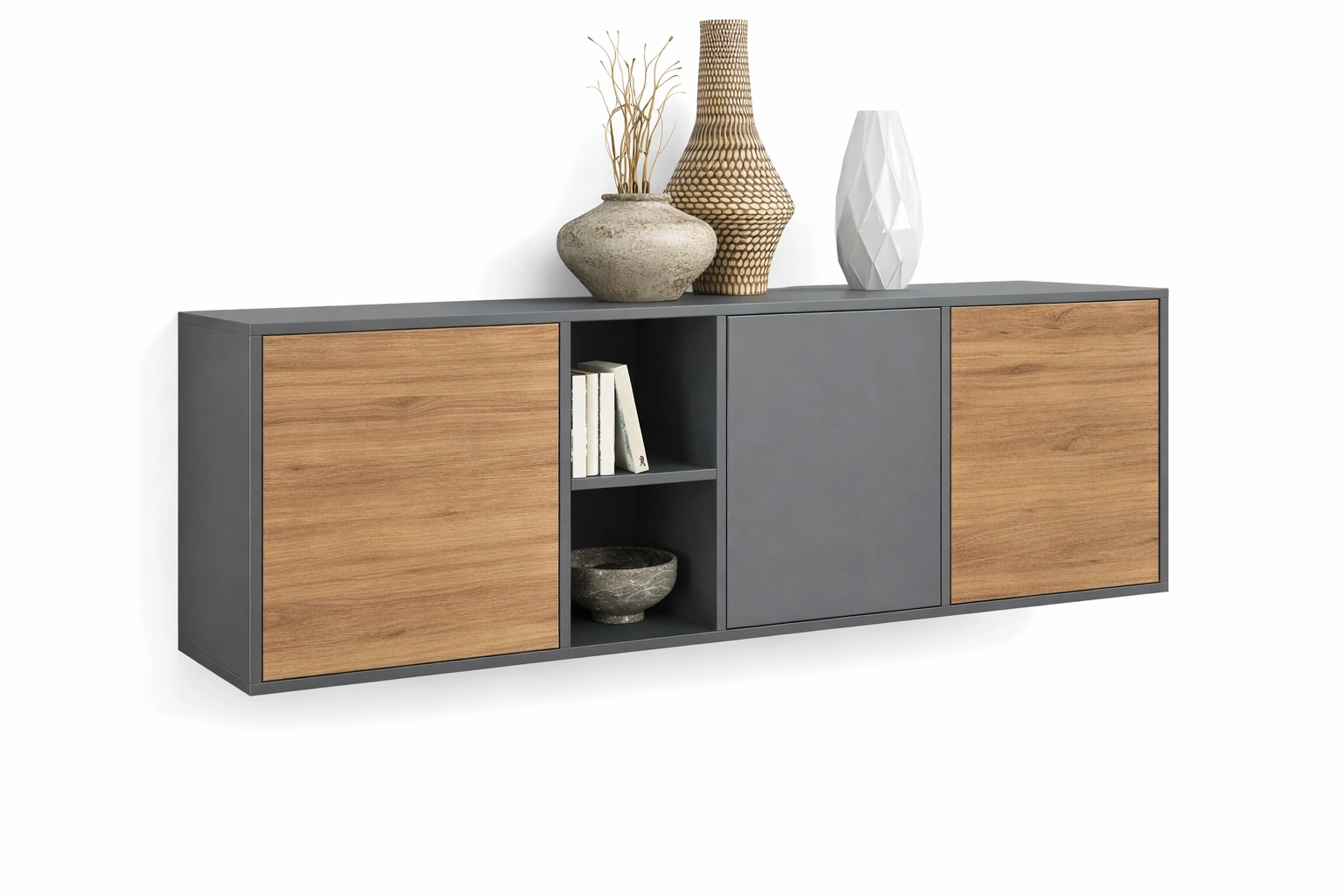 Buffet Bas Bois Naturel et Gris-Lumvane