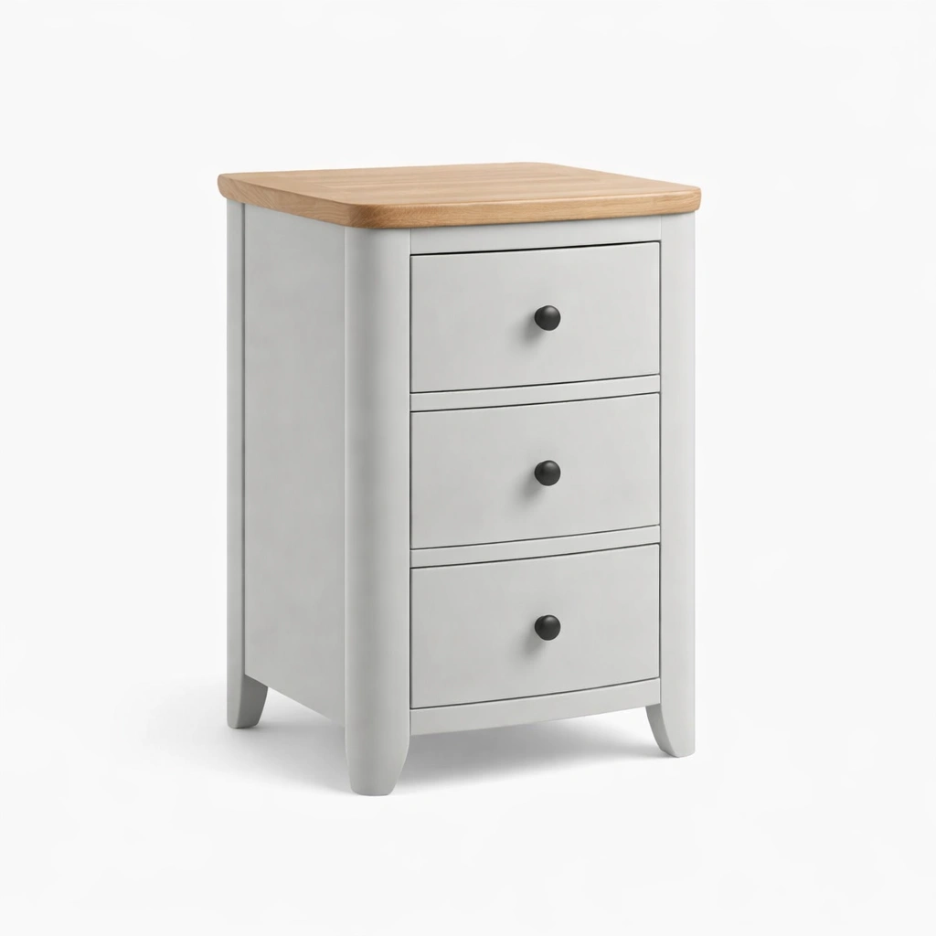 Table de chevet compacte trois tiroirs gris-Lumvane