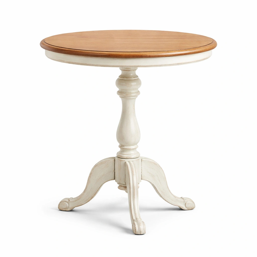 Table ronde classique bois massif pied central-Lumvane