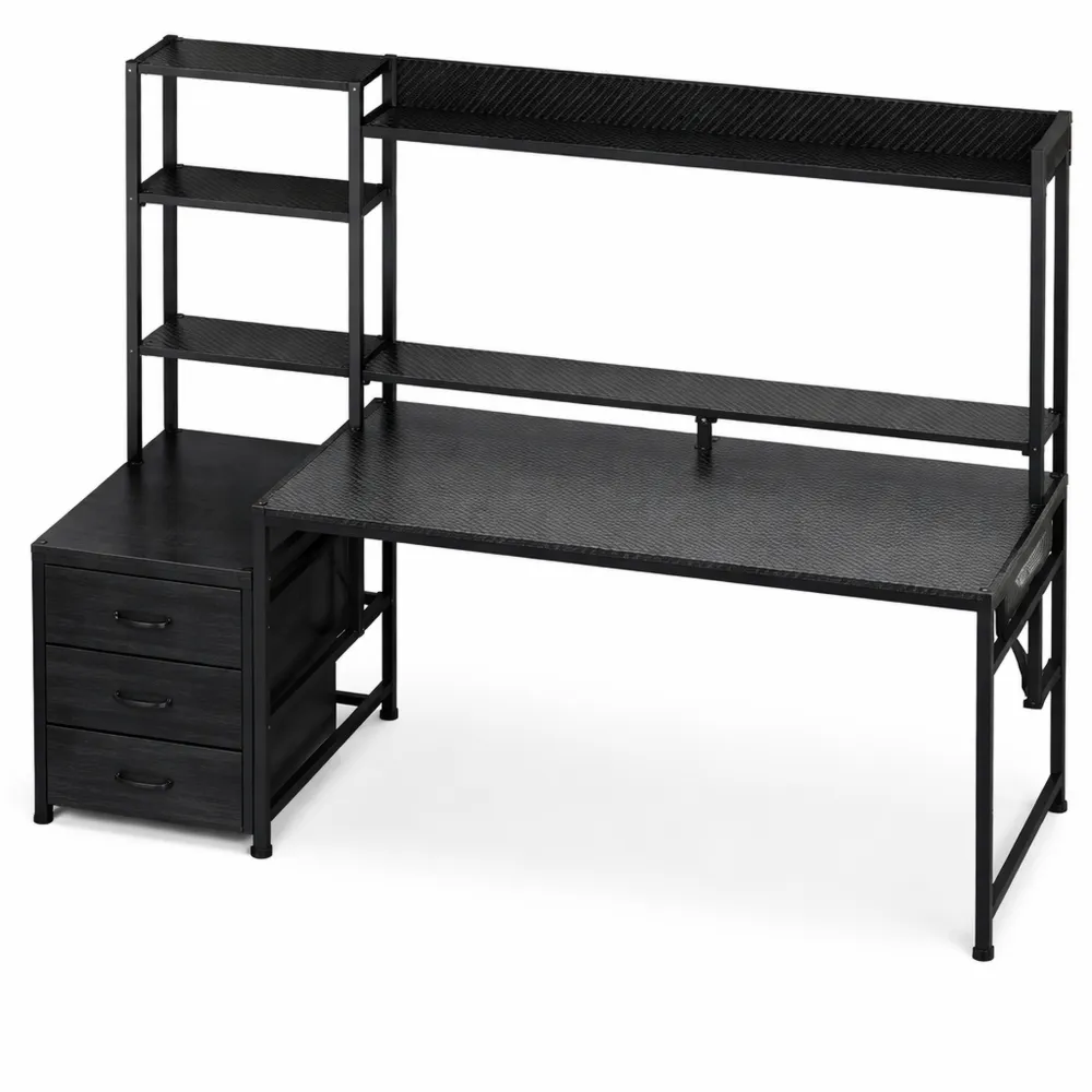 Bureau de jeu avec étagères et éclairage LED