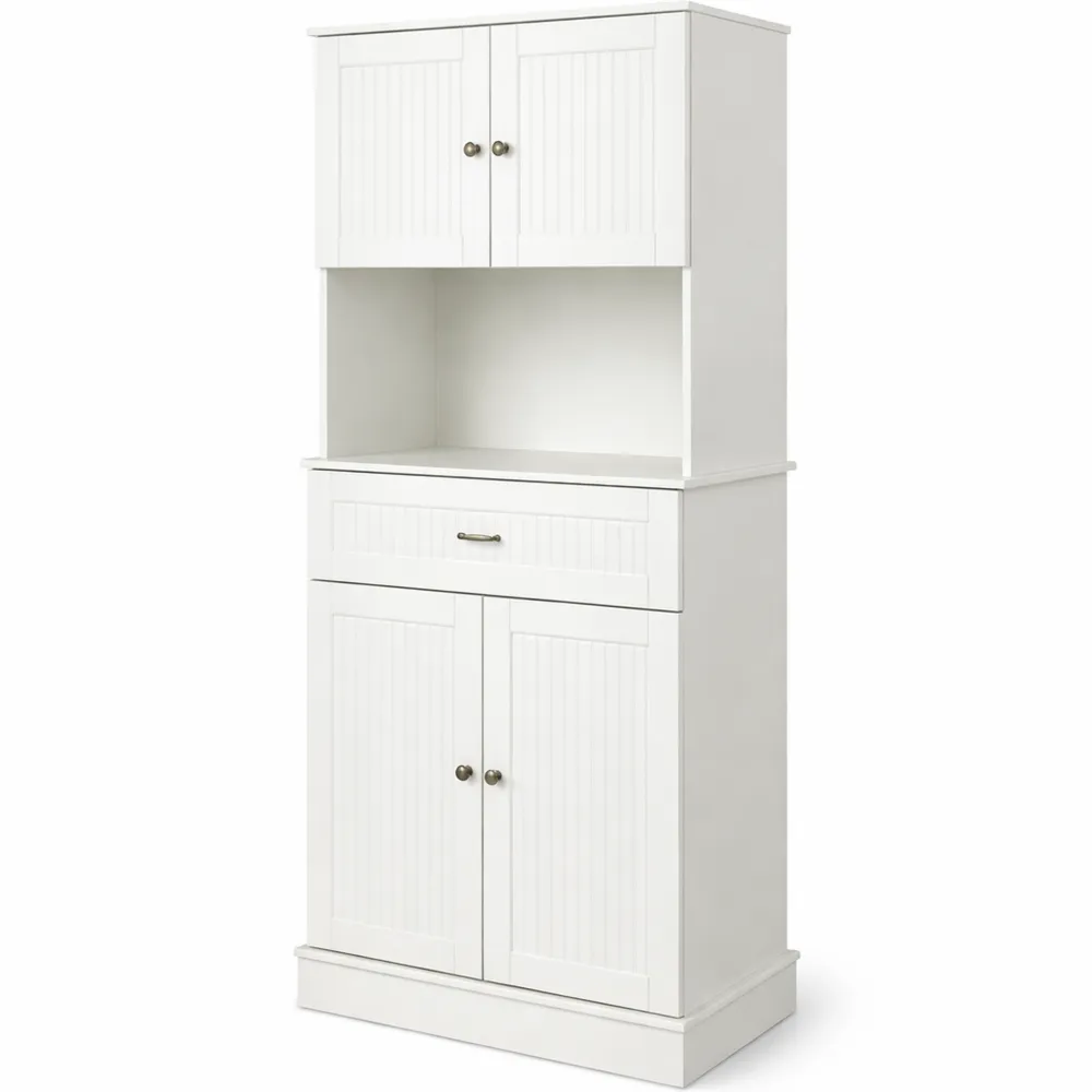 Armoire de Cuisine Contemporaine à Multi-Rangement avec Tiroir Coulissant et Grand Plateau