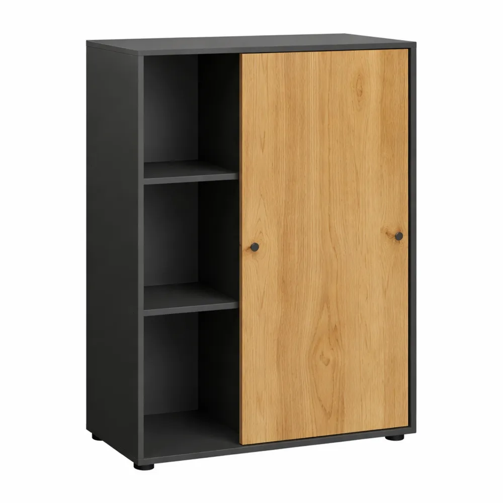 Armoire de classement moderne avec portes coulissantes, 3 compartiments
