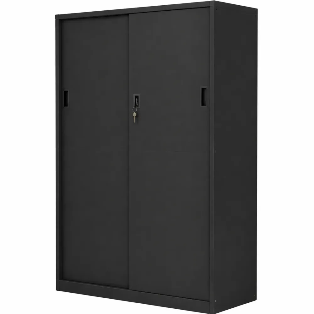 Armoire de rangement métallique avec porte coulissante, anthracite, 90x40x180 cm