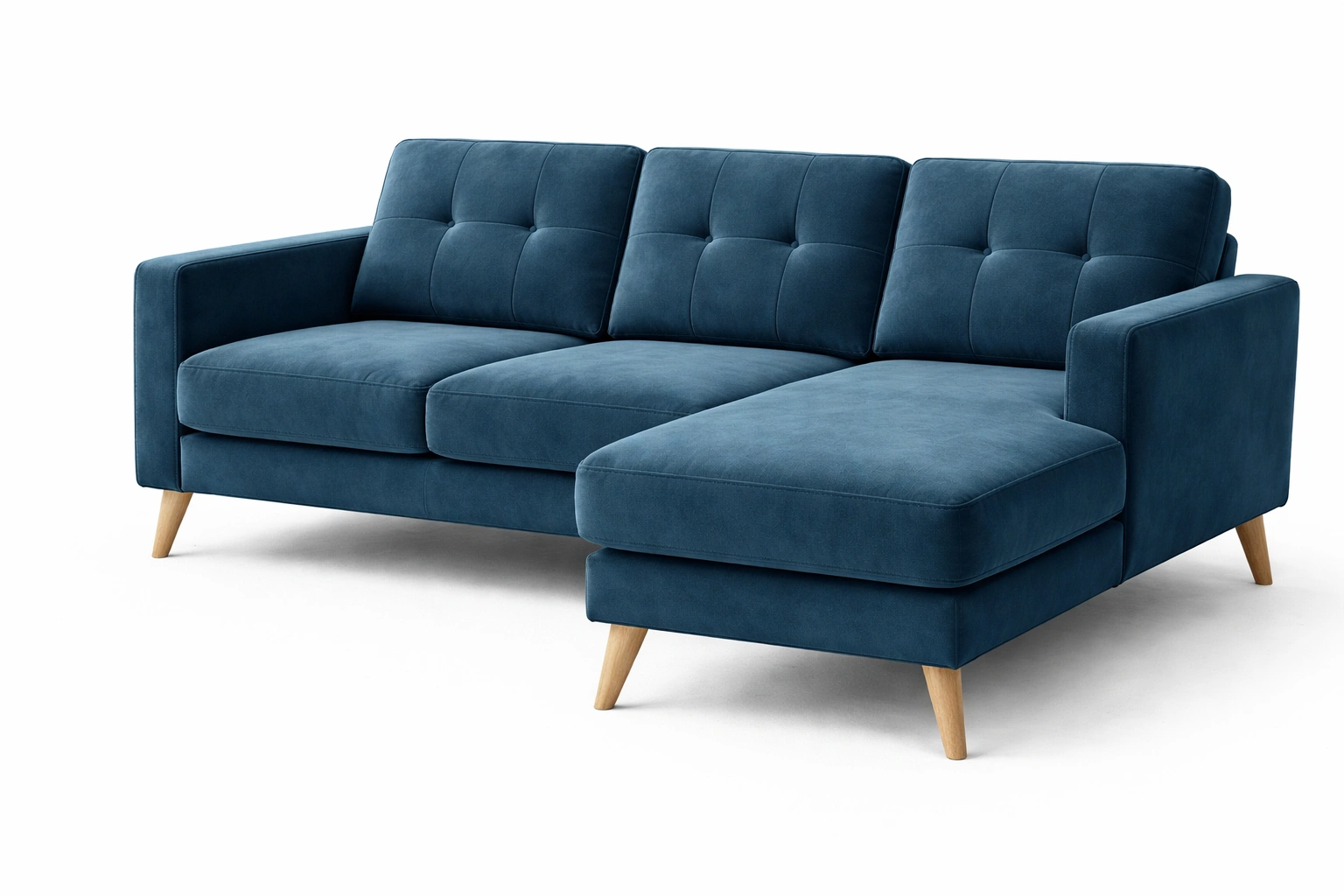 Canapé d'Angle Velours Bleu avec Méridienne Style Moderne-Rovviro
