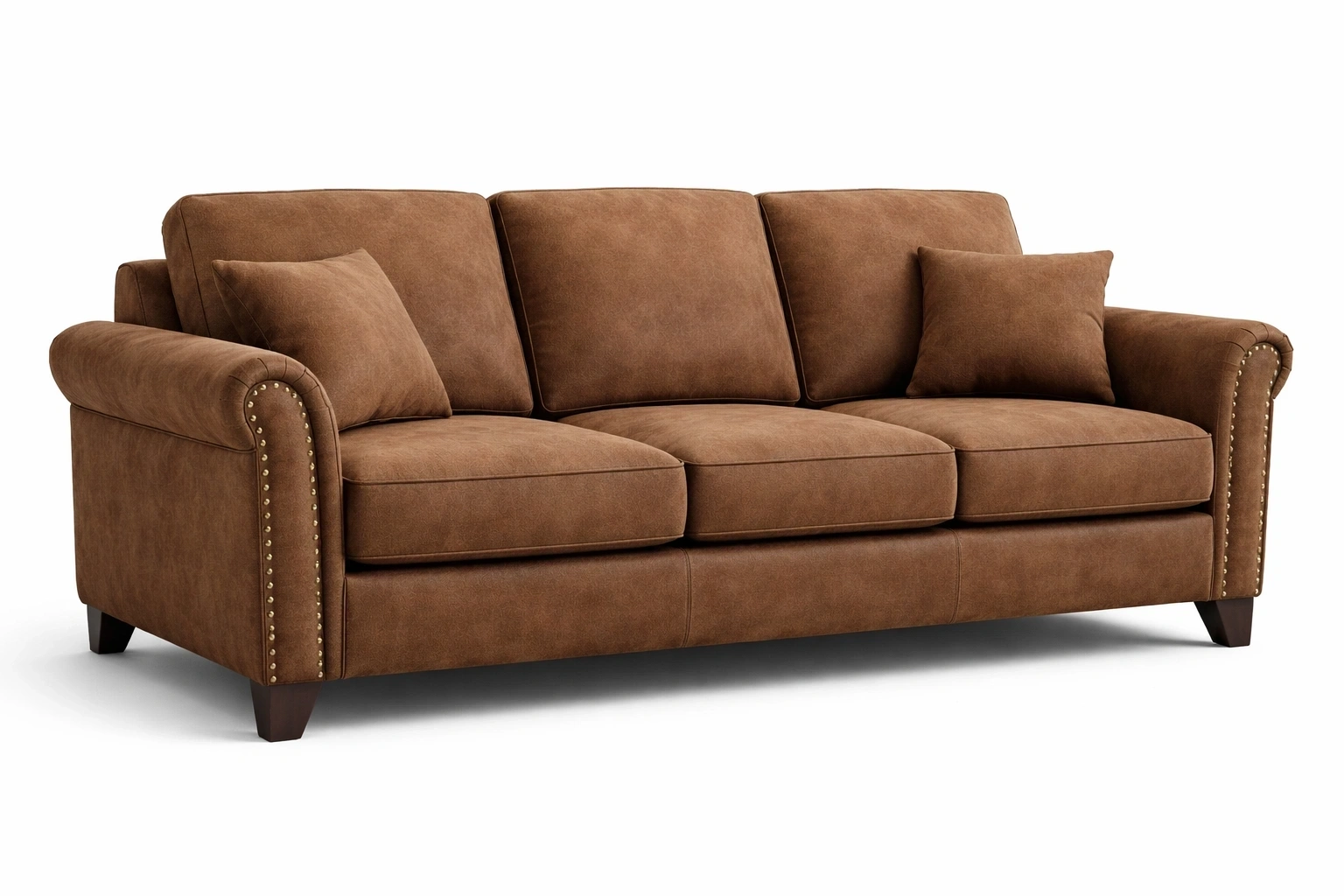 Canapé 3 Places Similicuir Marron Style Classique-Rovviro