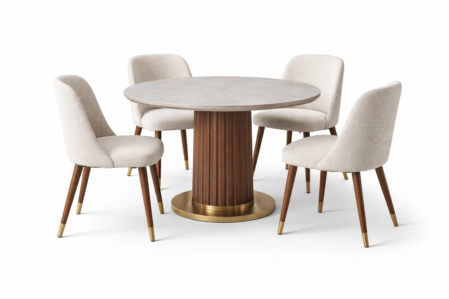 Table à Manger Ronde Bois Noyer avec Pied Central Sculpté-Rovviro