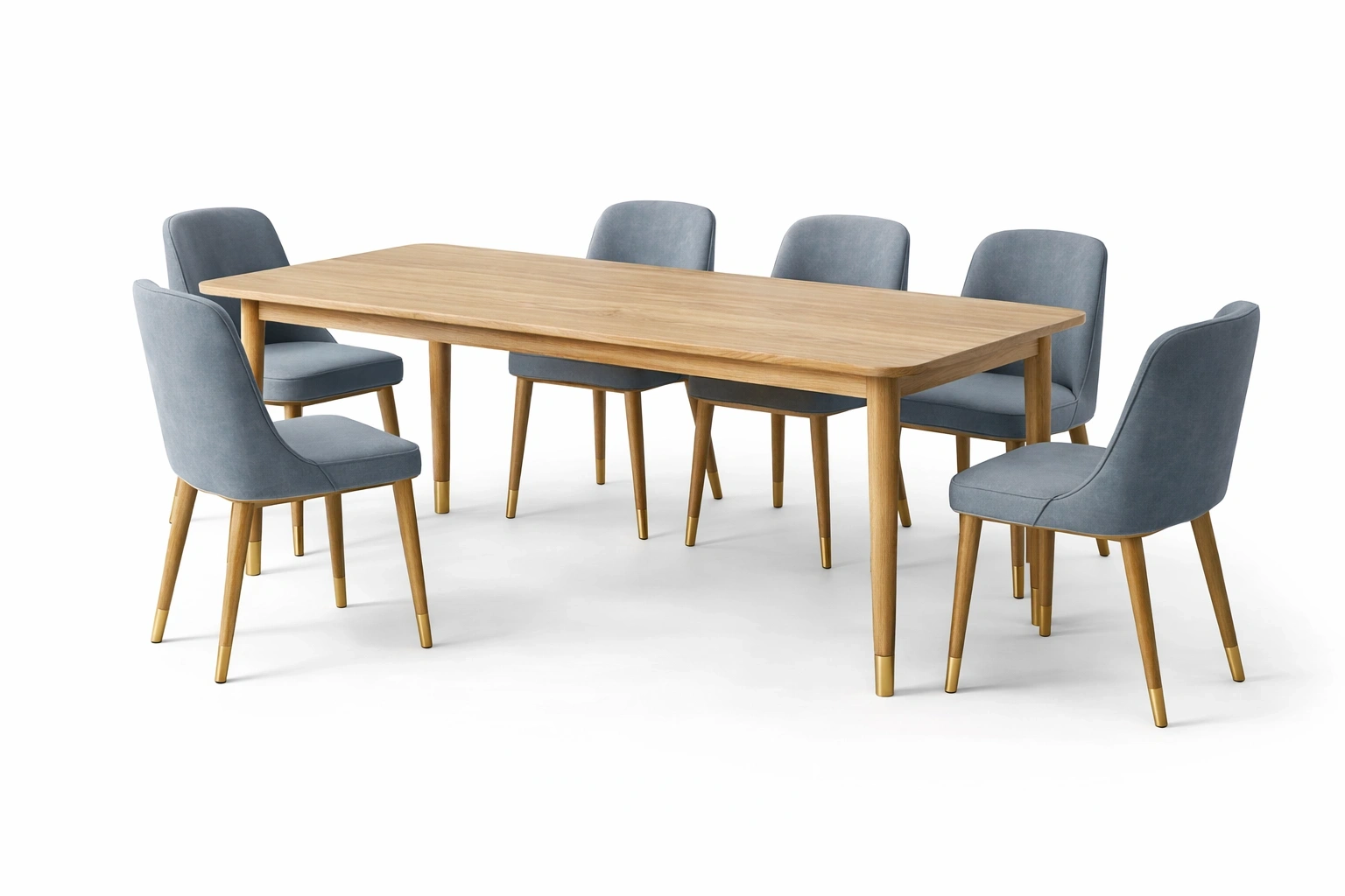 Table à Manger Rectangulaire Bois Chêne avec Structure Classique-Rovviro