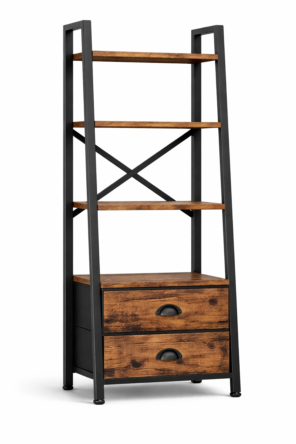 Étagère Industrielle Bois Métal Avec Tiroirs Rangement Salon Bureau-Norvirox