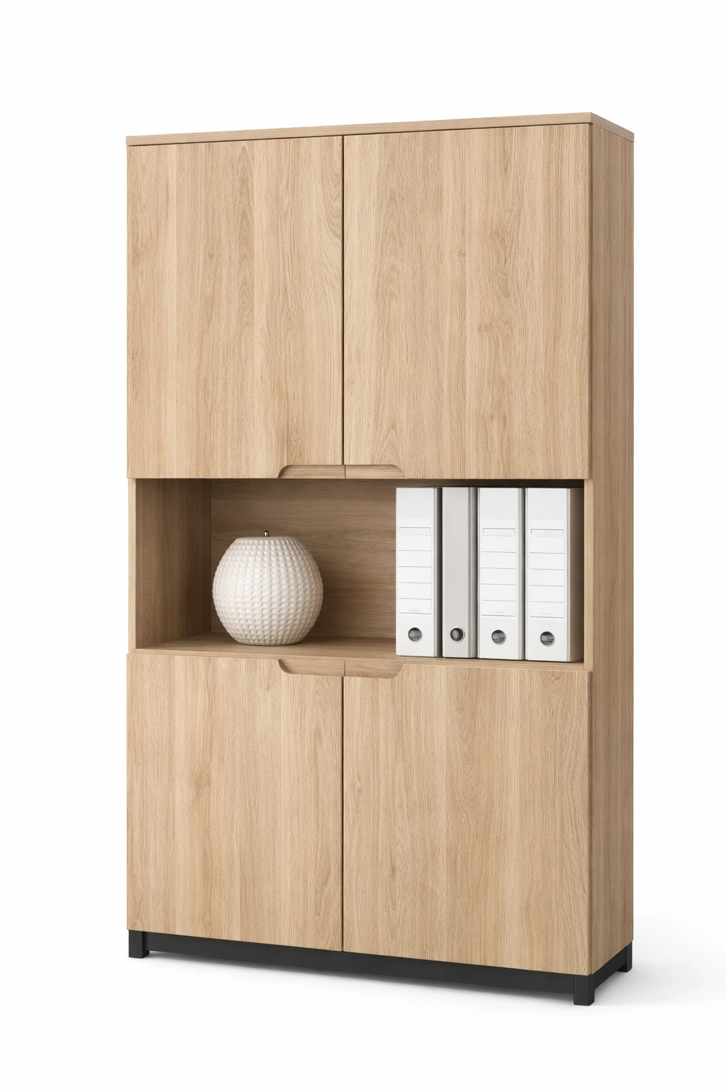 Armoire Rangement Bois Clair Avec Compartiment Ouvert Bureau Salon-Norvirox