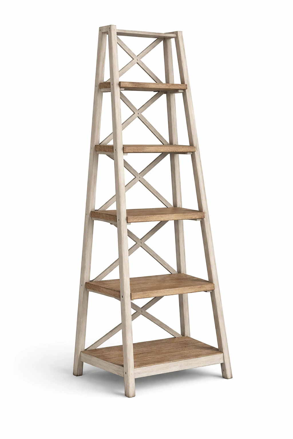 Étagère Échelle Bois Clair 4 Niveaux Rangement Décoration-Norvirox