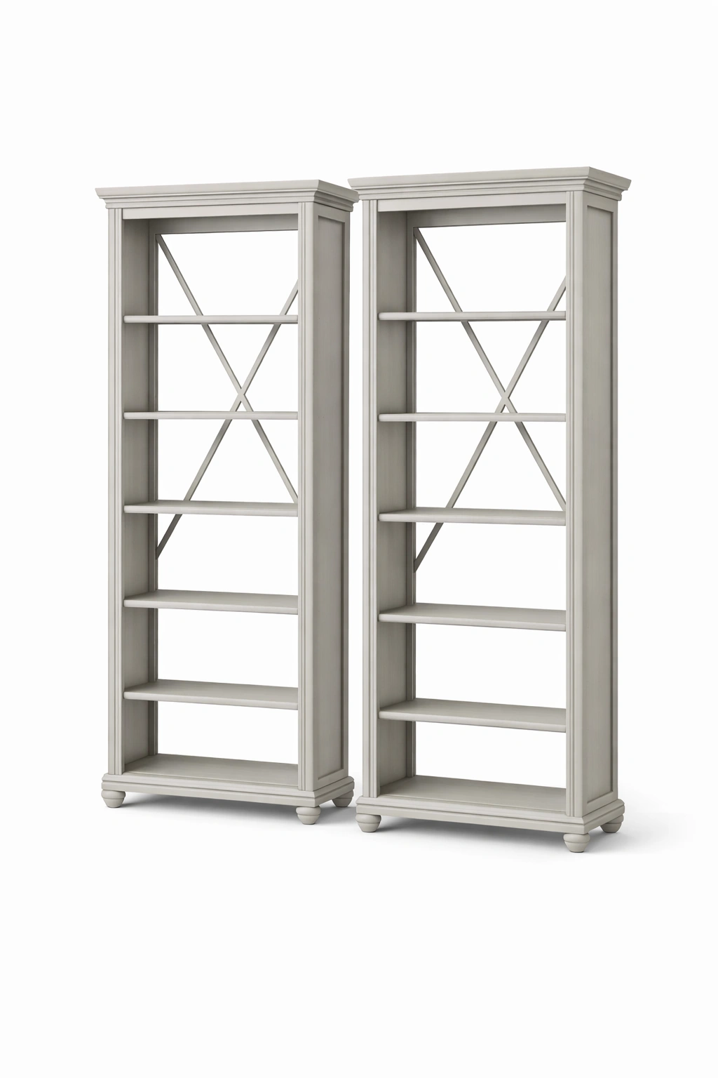 Bibliothèque Classique Blanche Ensemble 2 Pièces Étagères Salon-Norvirox