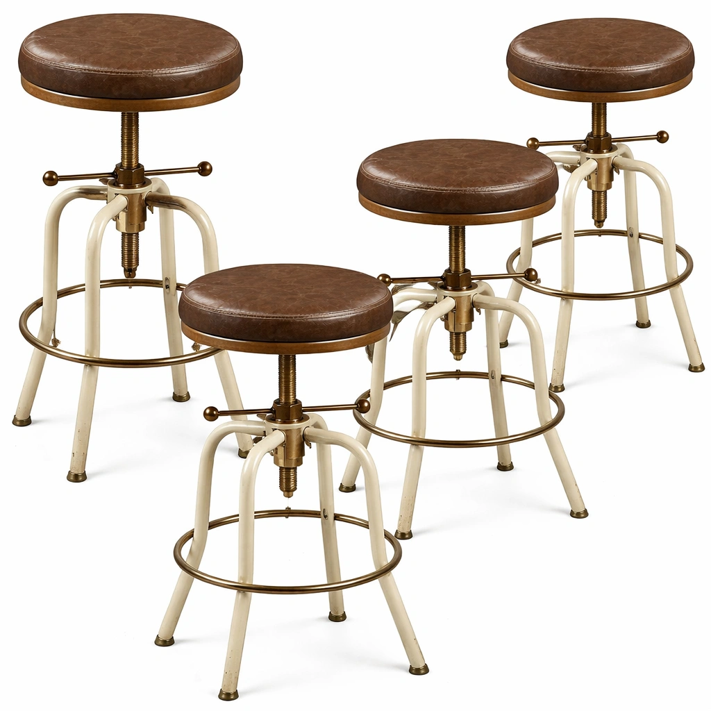 Tabouret Industriel Réglable Assise Ronde Style Atelier-Norvirox