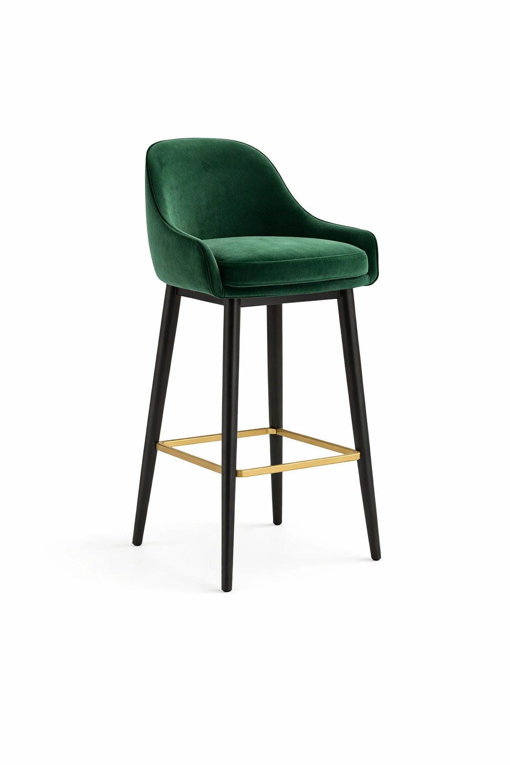 Tabouret Bar Velours Vert Pieds Métal Moderne-Norvirox