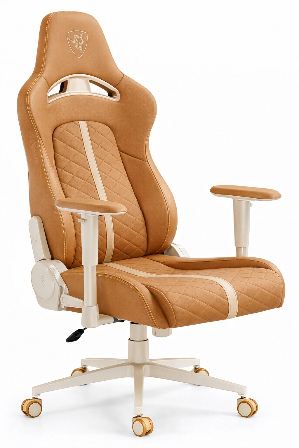 Chaise Gaming Ergonomique Cuir Synthétique Marron Soutien Lombaire-Norvirox