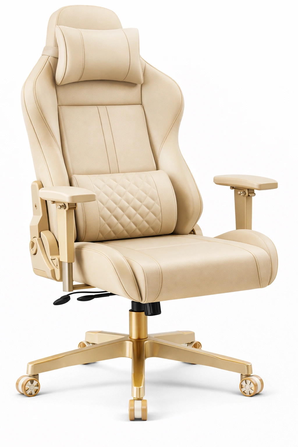 Chaise Gaming Ergonomique Beige Accoudoirs Réglables-Norvirox