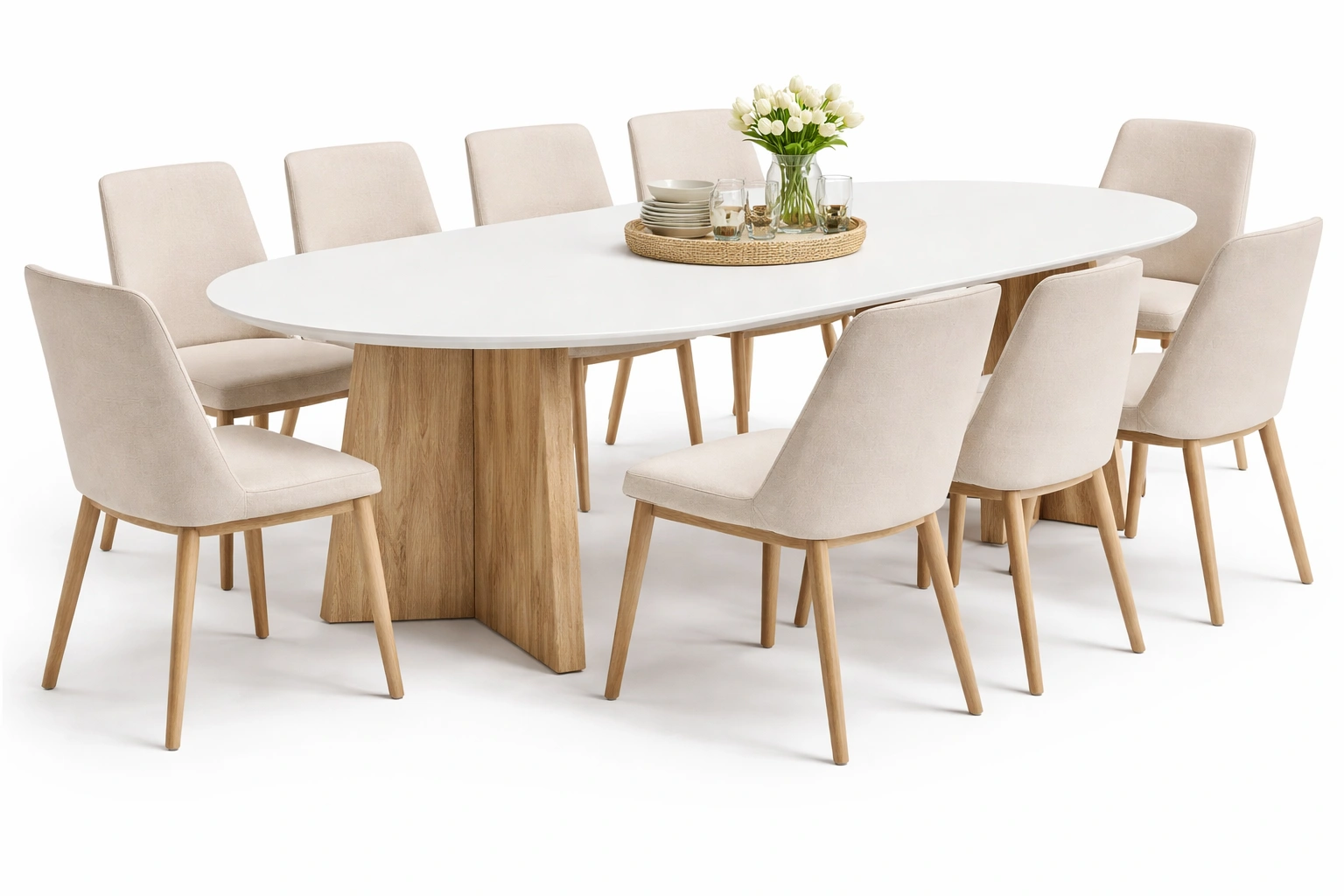 Table à manger ovale avec 8 chaises-Norvirox