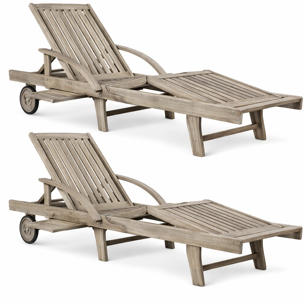 Paire de chaises longues en bois-Norvirox